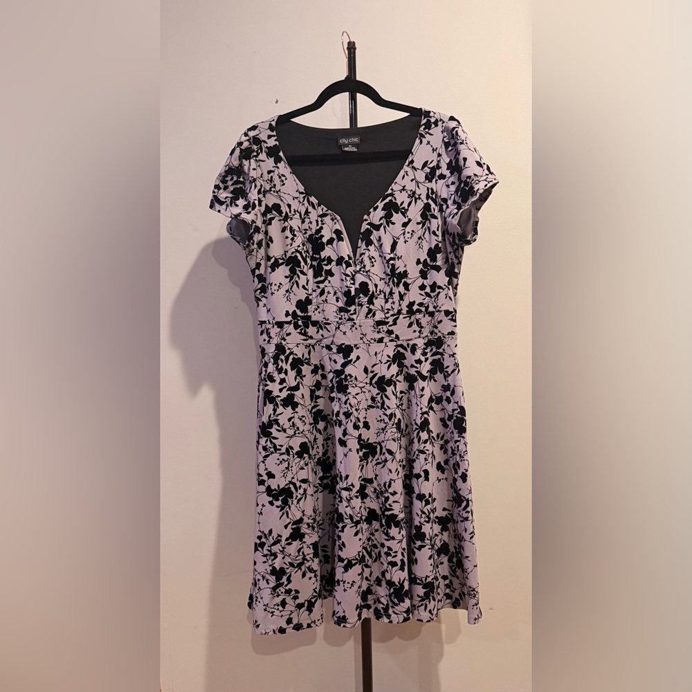 CITY CHIC Black and Lavendar Floral Mini Dress